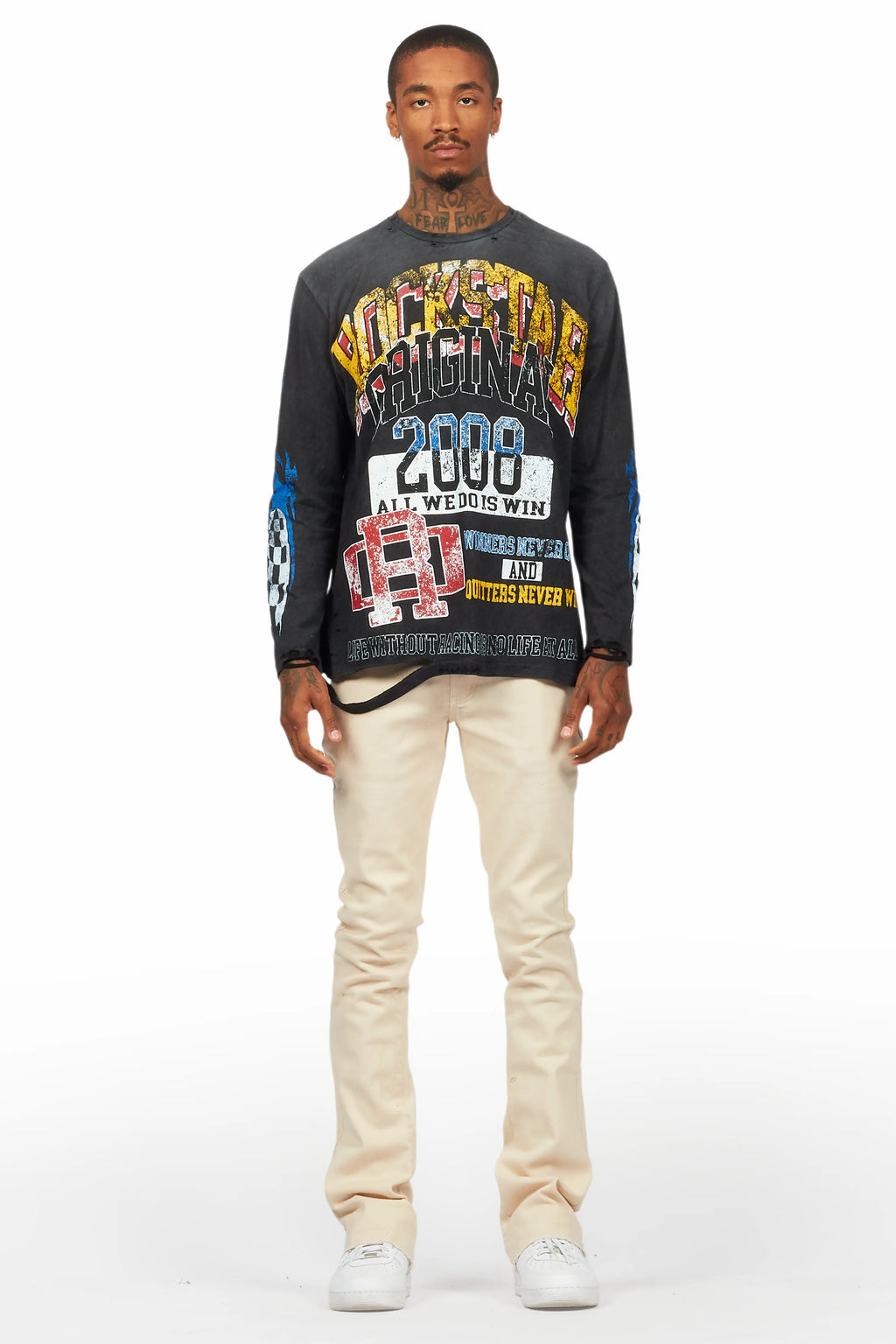 Dag Beige Stacked Flare Jean