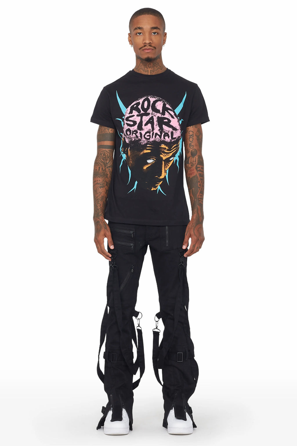 Rowen Black Stacked Flare Jean