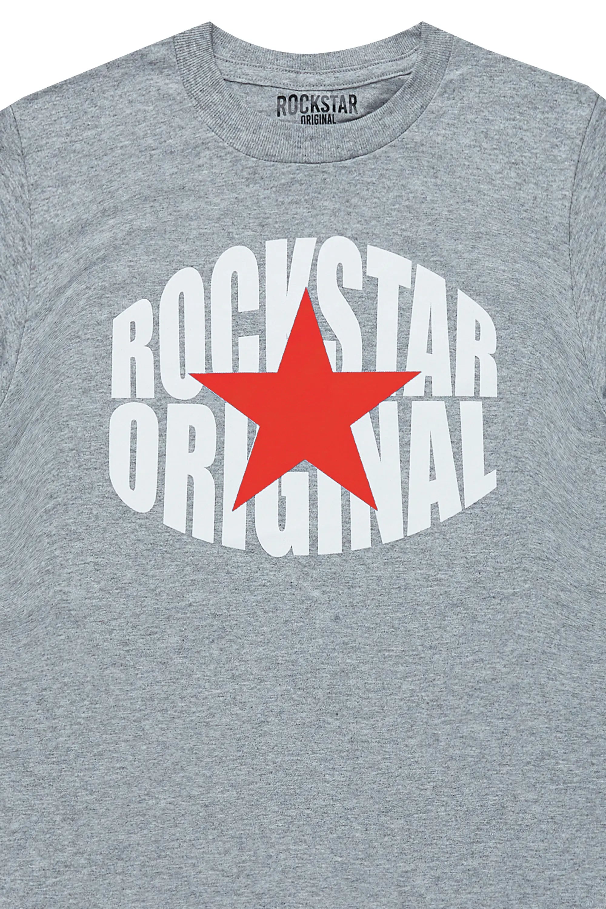 Boys Ezra Grey/Red Graphic T-Shirt