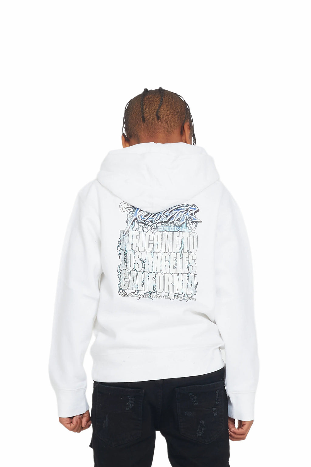 Boys Khai White Graphic Hoodie