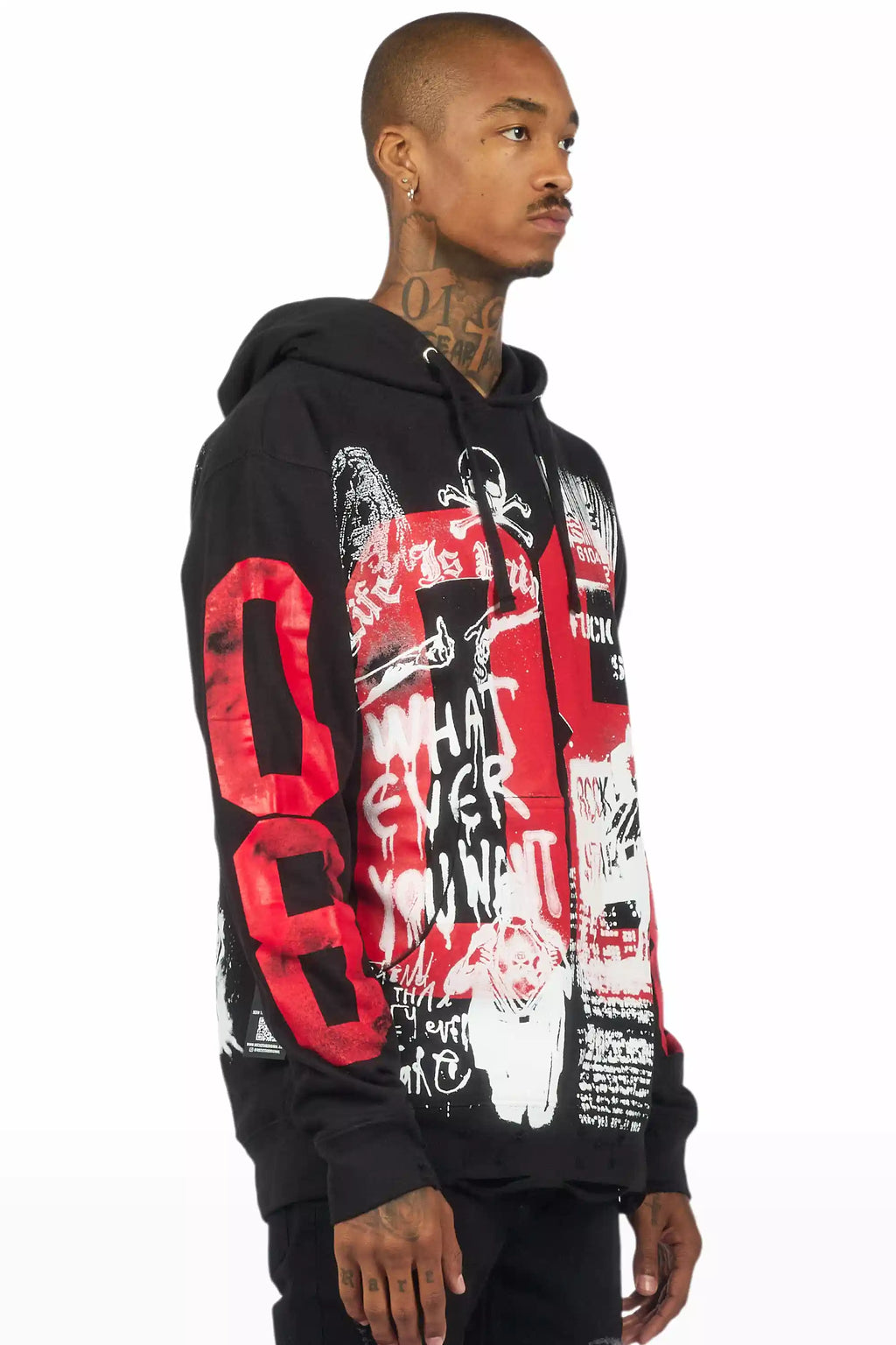 Grill Black/White Distressed Graphic Hoodie