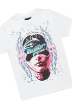 Girls Medora White/Blue T-Shirt Stacked Flare Jean Set