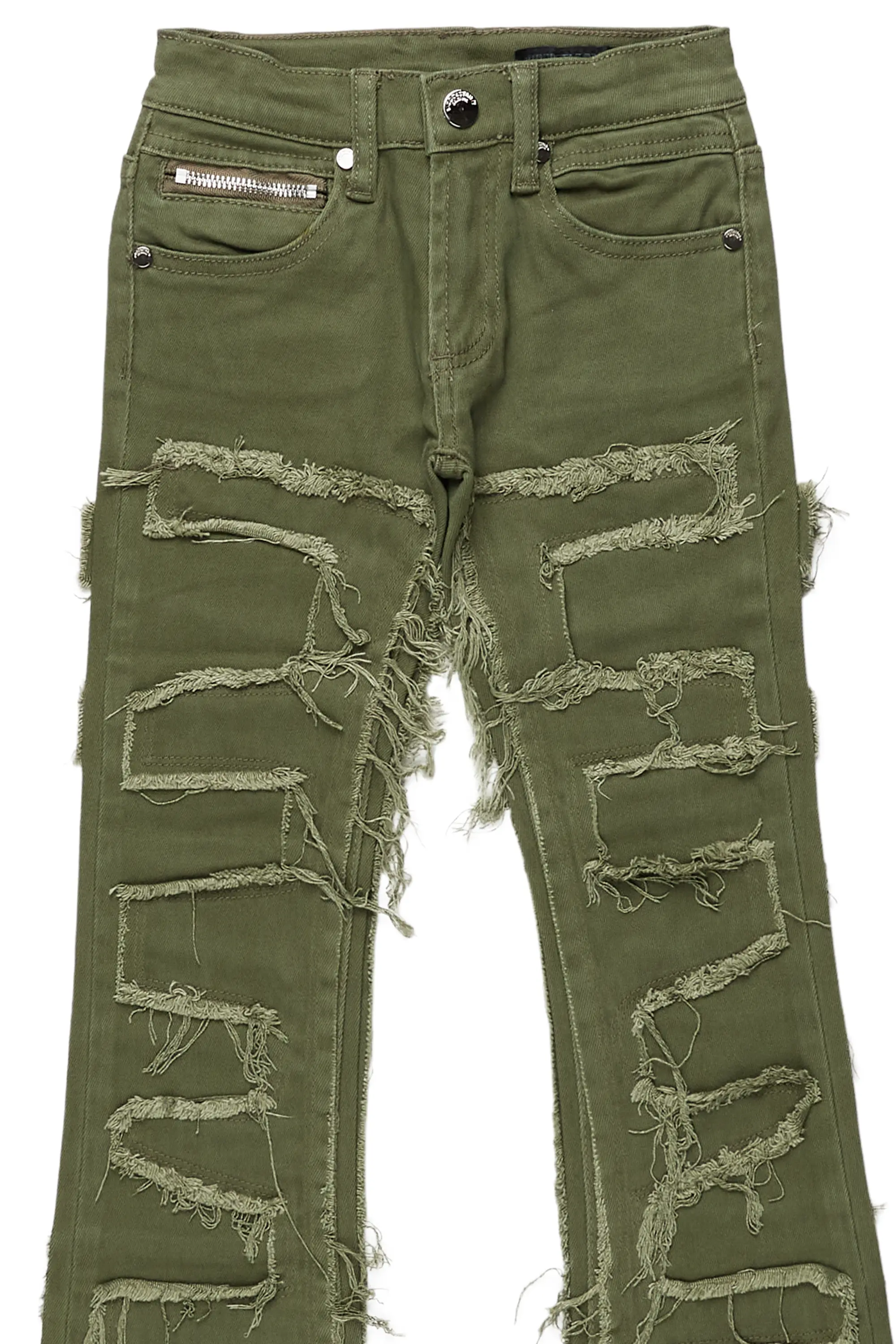 Boys Shake Green Stacked Flare Jean
