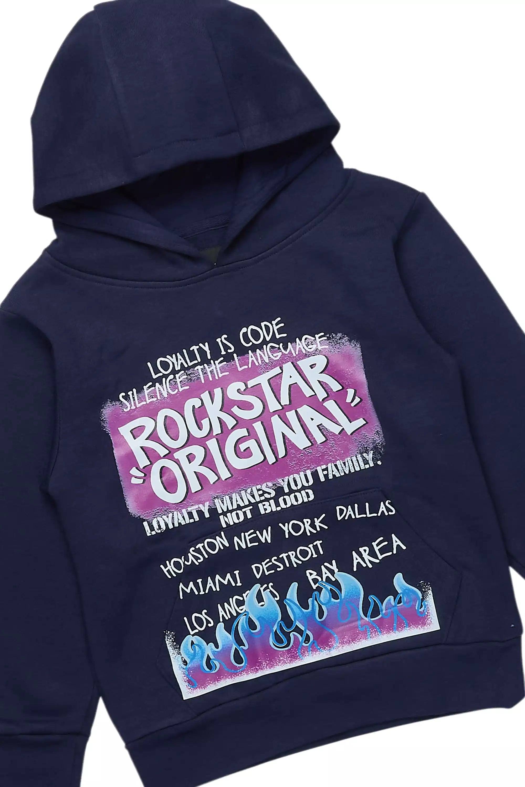 Boys Beno Navy Hoodie Short Set