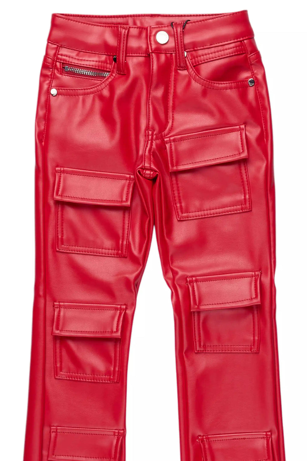 Boys Petrus Red PU Leather Jean