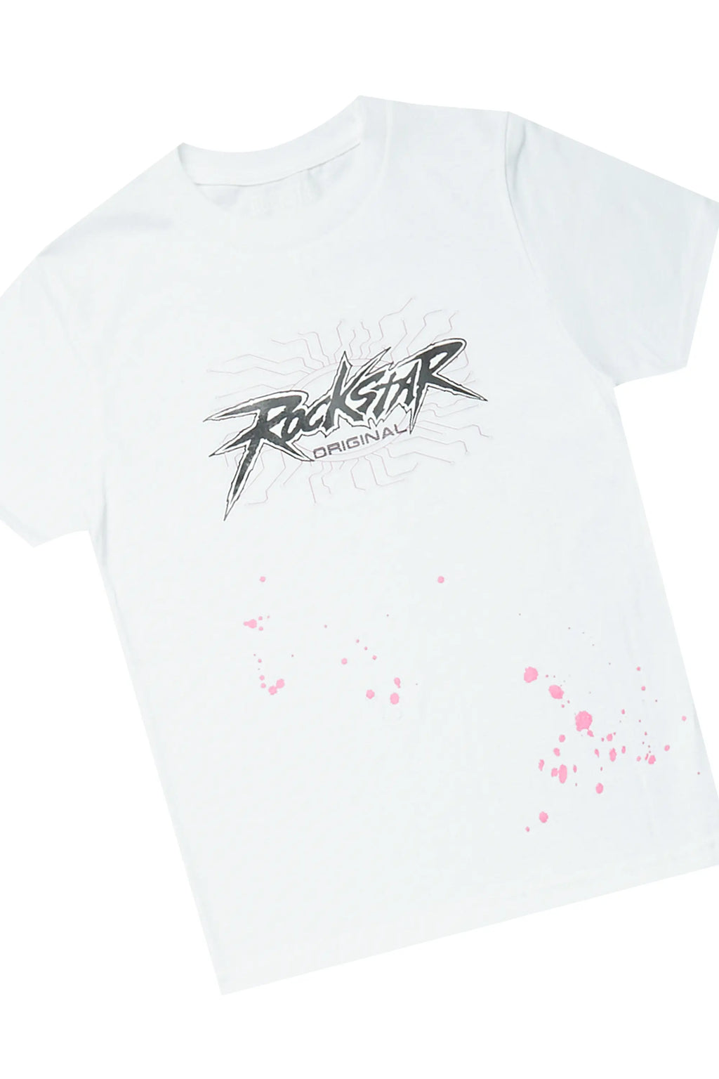 Girls Xylia White T-Shirt/Stacked Flare Jean Set