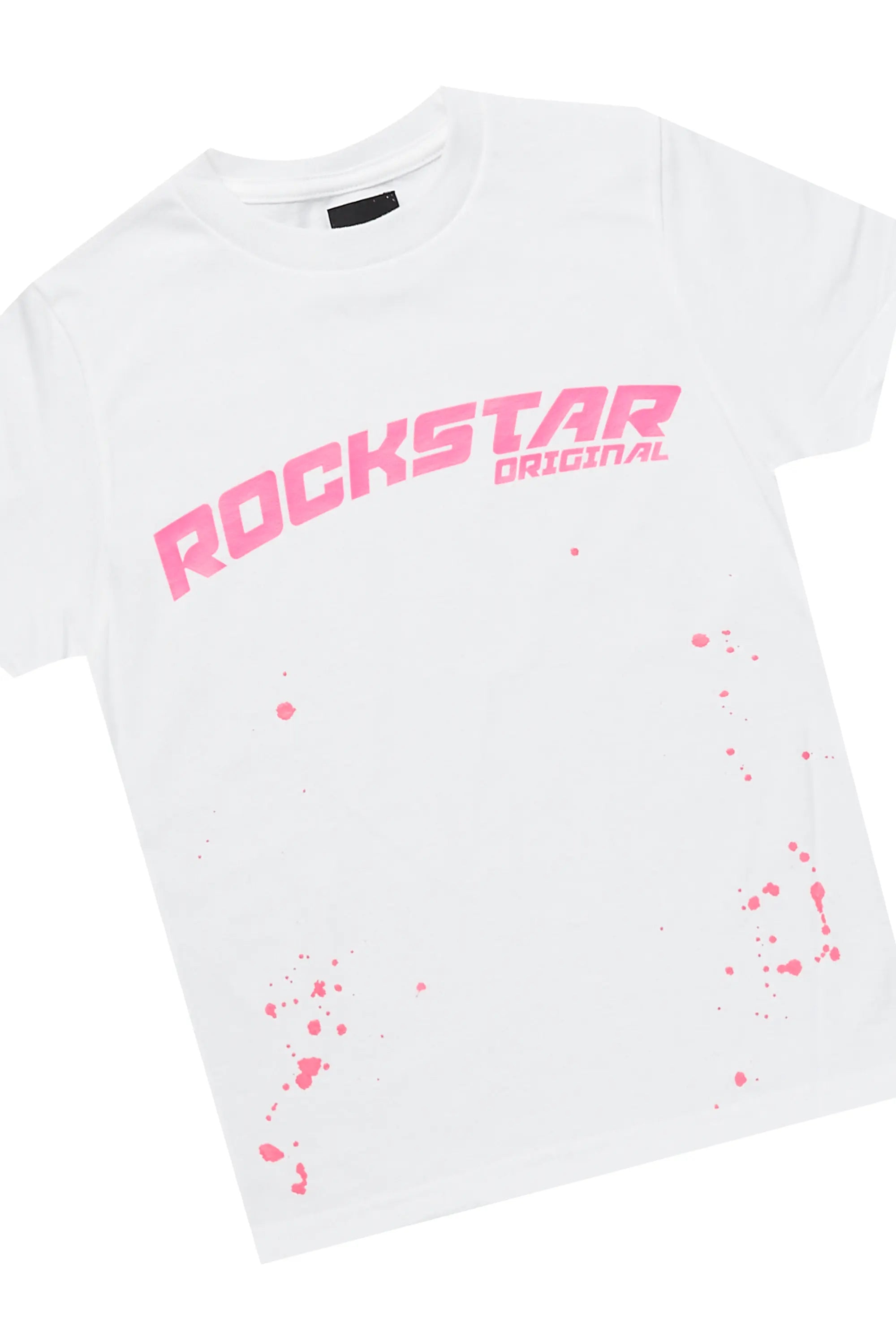 Girls Quincy White/Pink T-Shirt Cargo Jogger Set