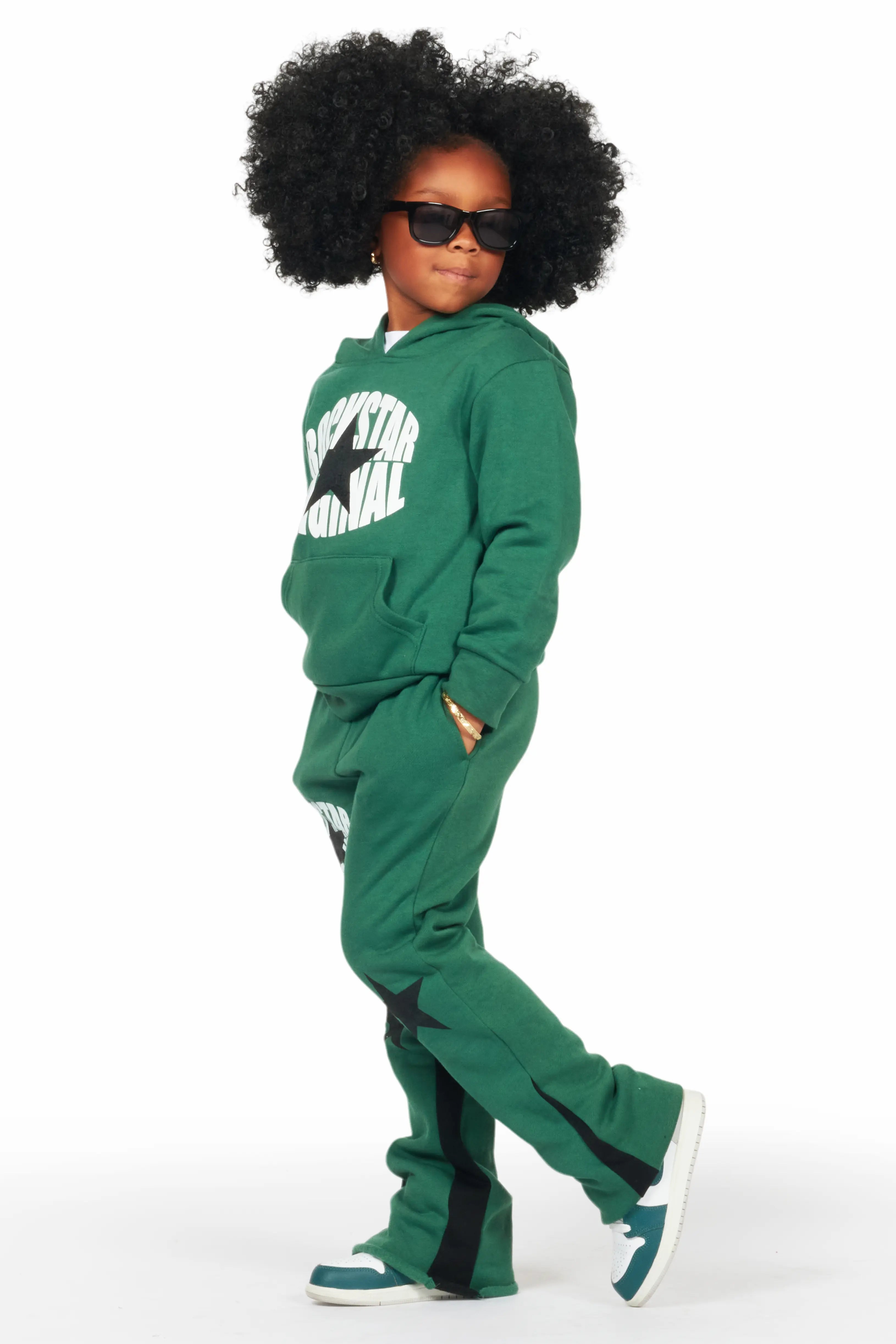 Girls Sargie Green Stacked Pant Set