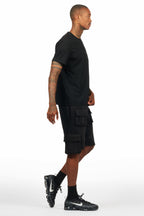 Sana Black/Black T-Shirt Cargo Shorts Set