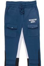 Joncarlo Navy Stacked Flare Track Pant
