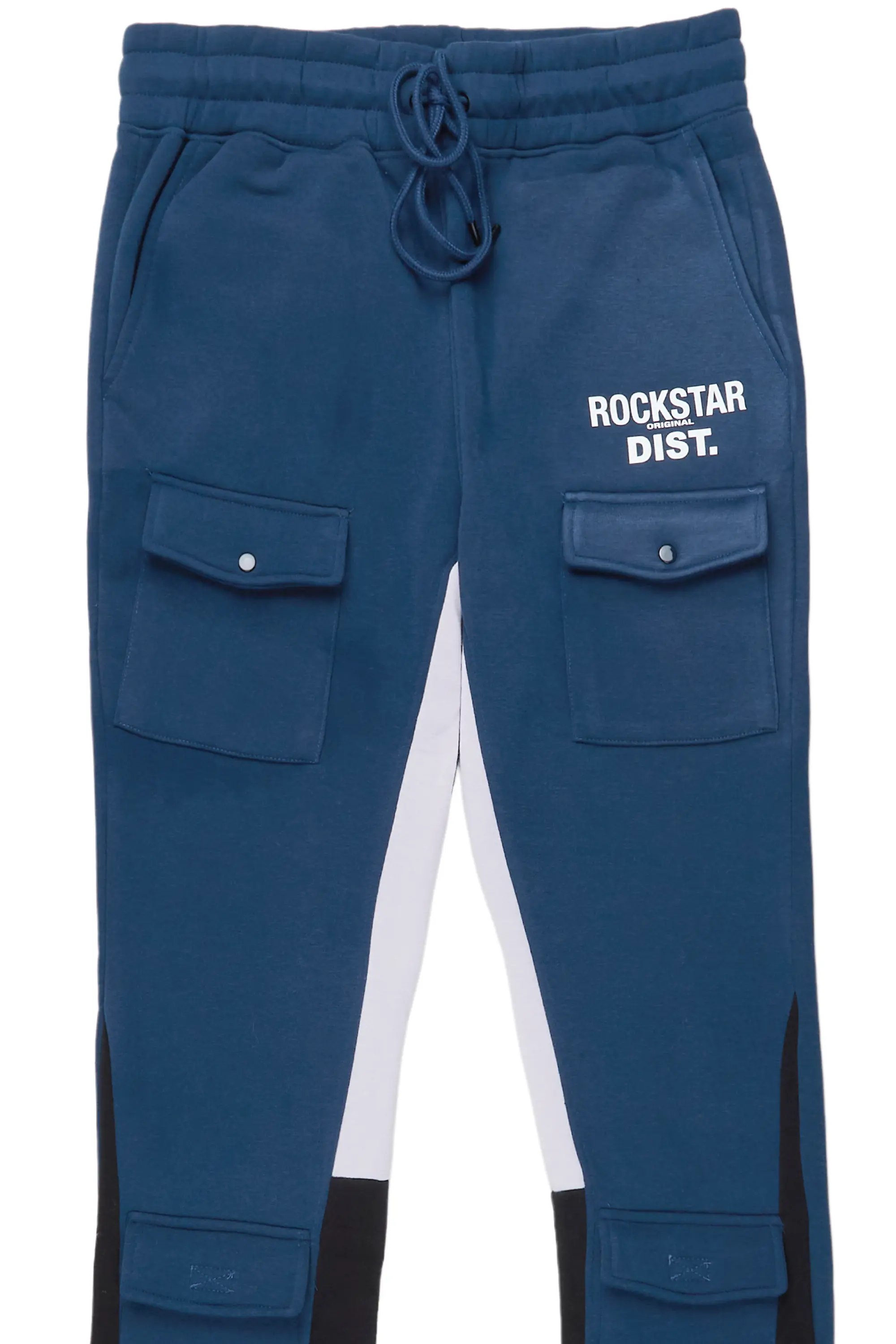 Joncarlo Navy Stacked Flare Track Pant