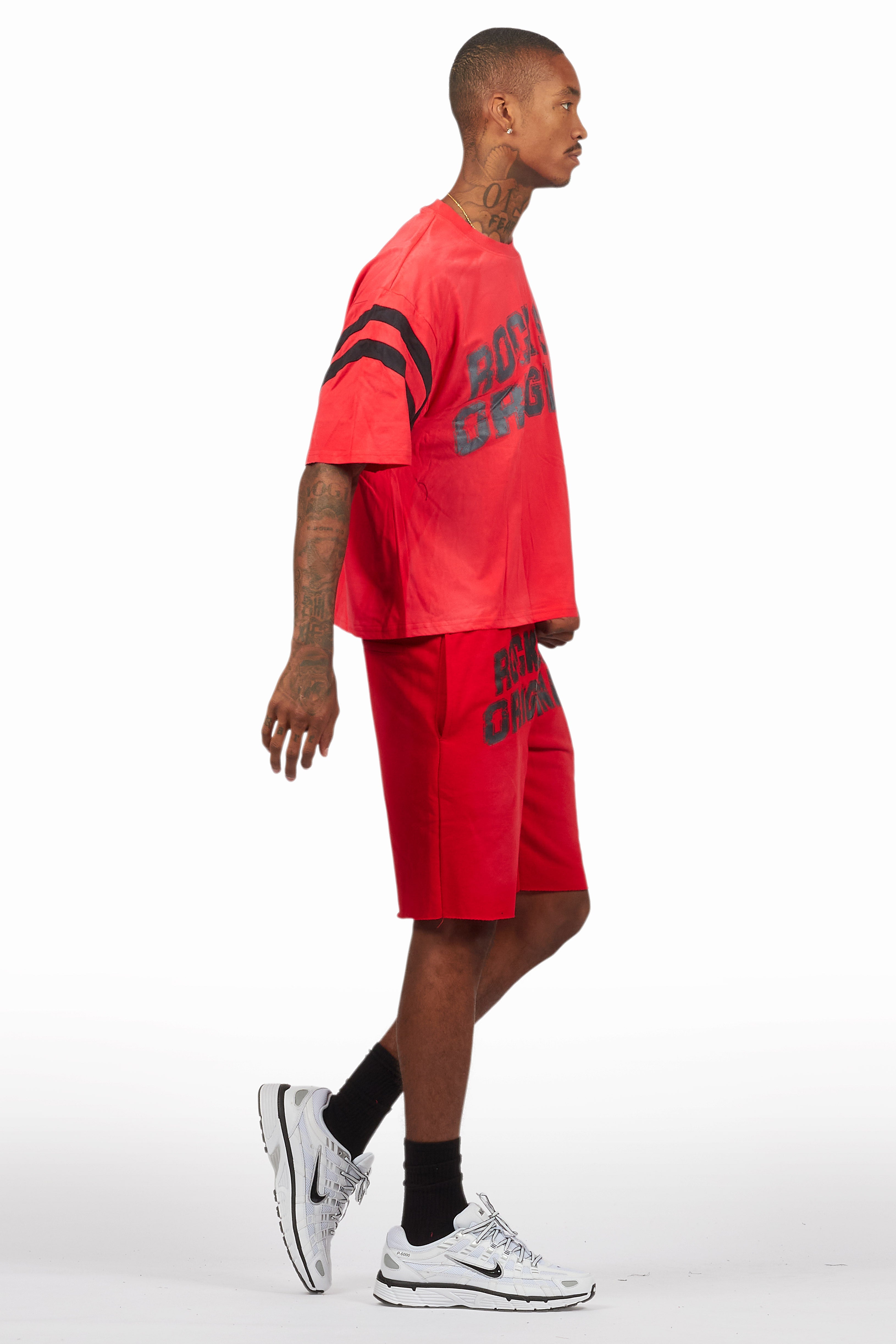 Tumo Red Crop Boxy Tee Short Set