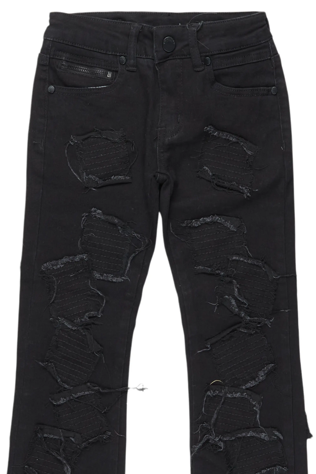 Boys Gawel Jet Black Stacked Flare Jean