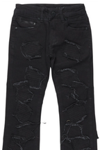Boys Gawel Jet Black Stacked Flare Jean