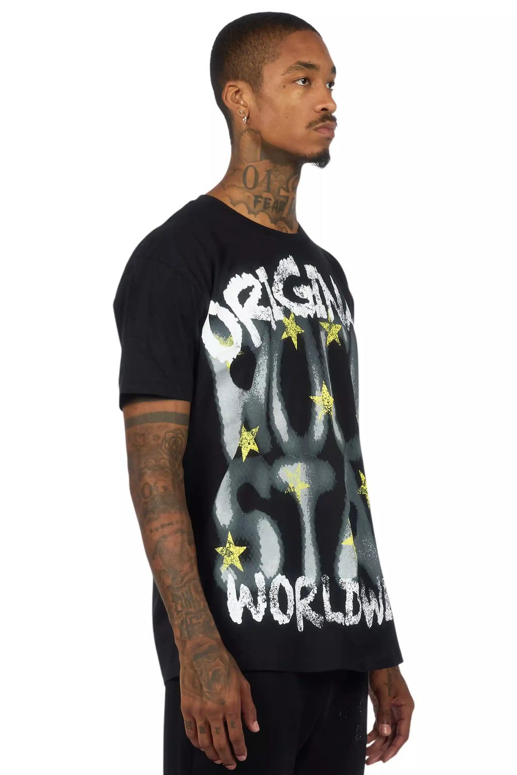 Xaerys Black Oversized Graphic T-Shirt