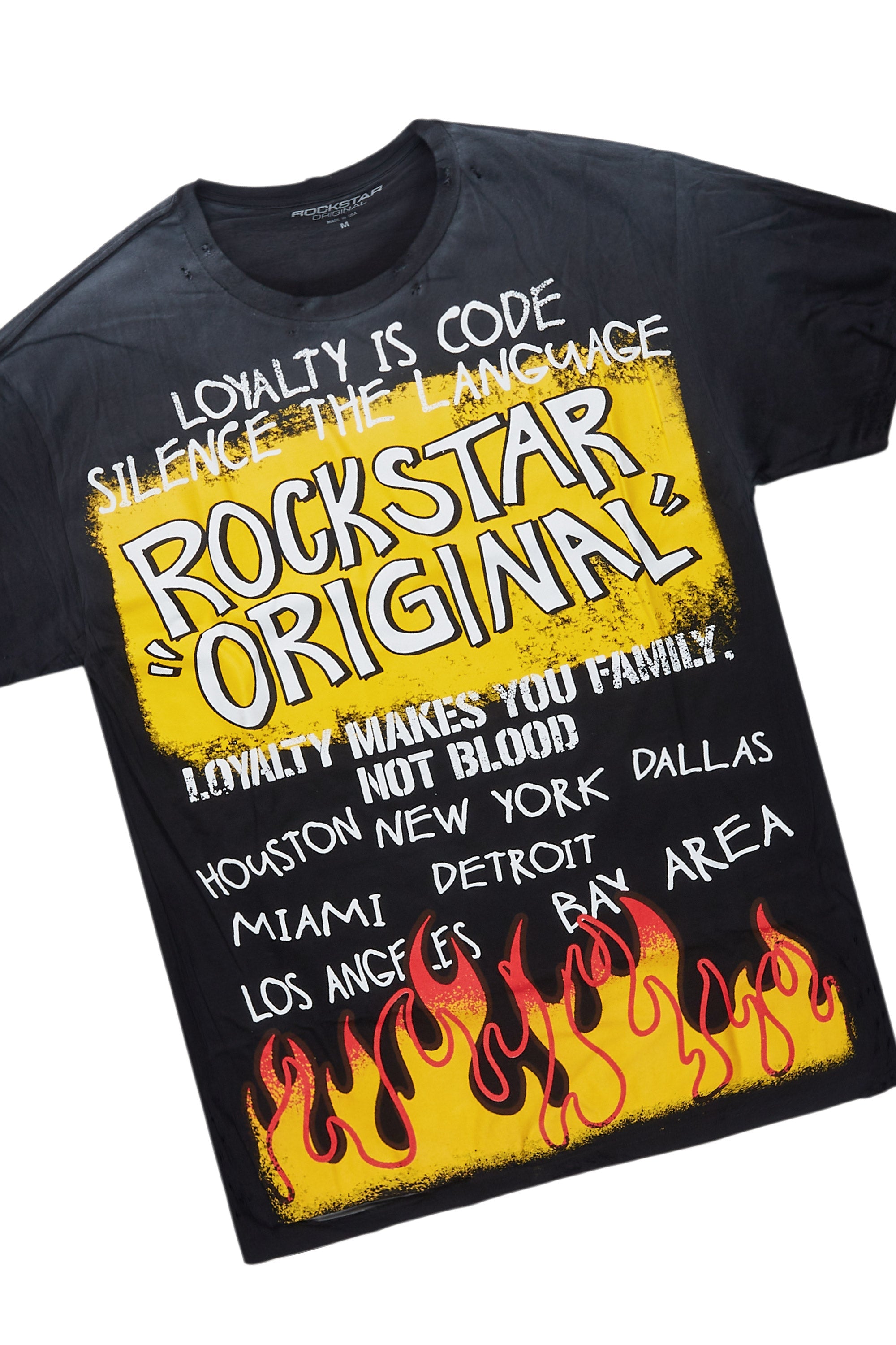 Beno Black/Yellow T-Shirt/Denim Short Set