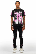 Grill Black/Pink T-Shirt/Slim Fit Jean Set