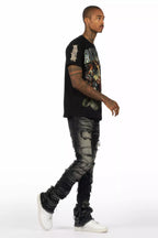 Waller Dark Grey Graphic T-Shirt/Stacked Flare Jean Bundle