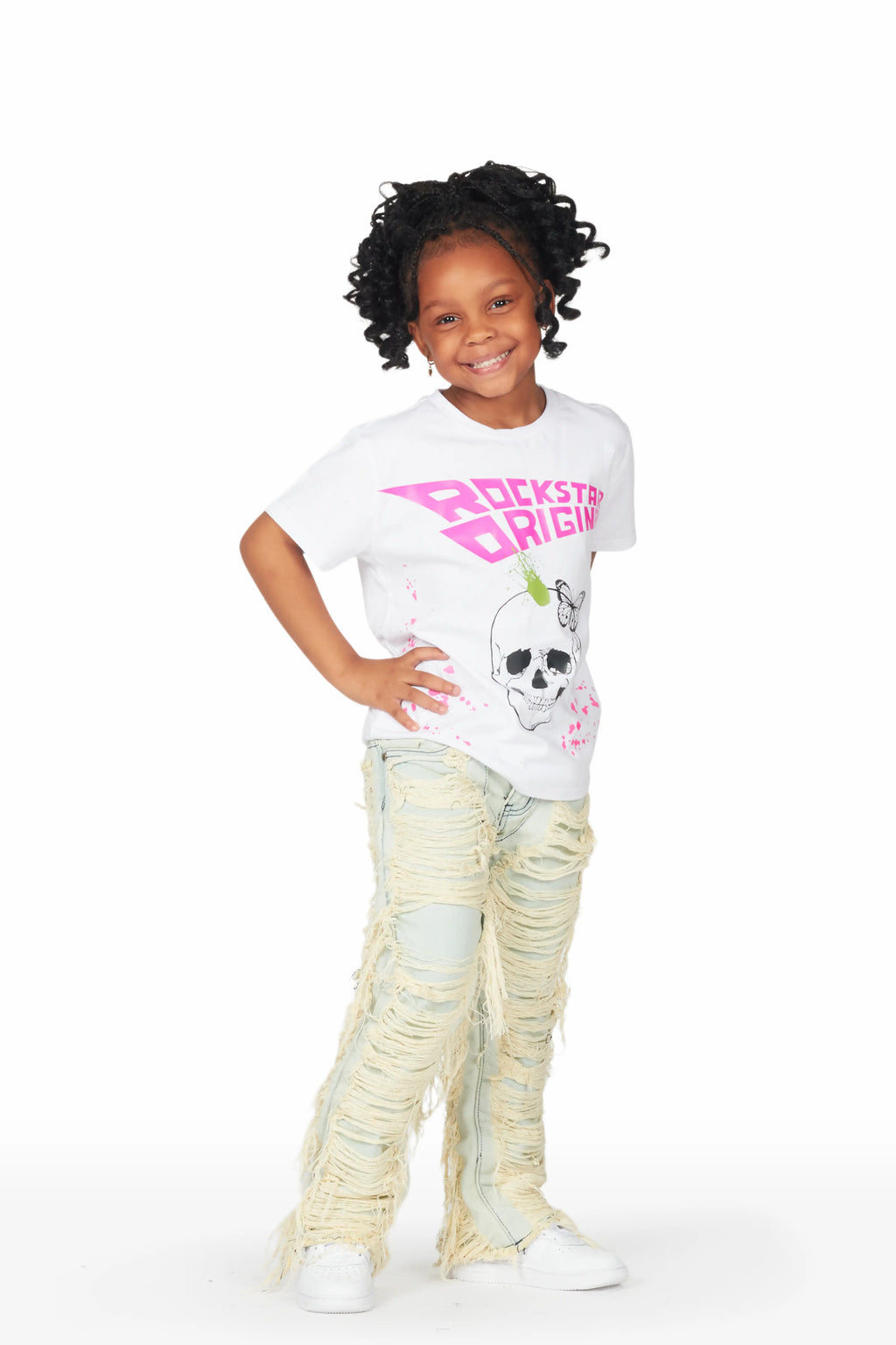 Girls Concetta Light Blue Stacked Flare Jean