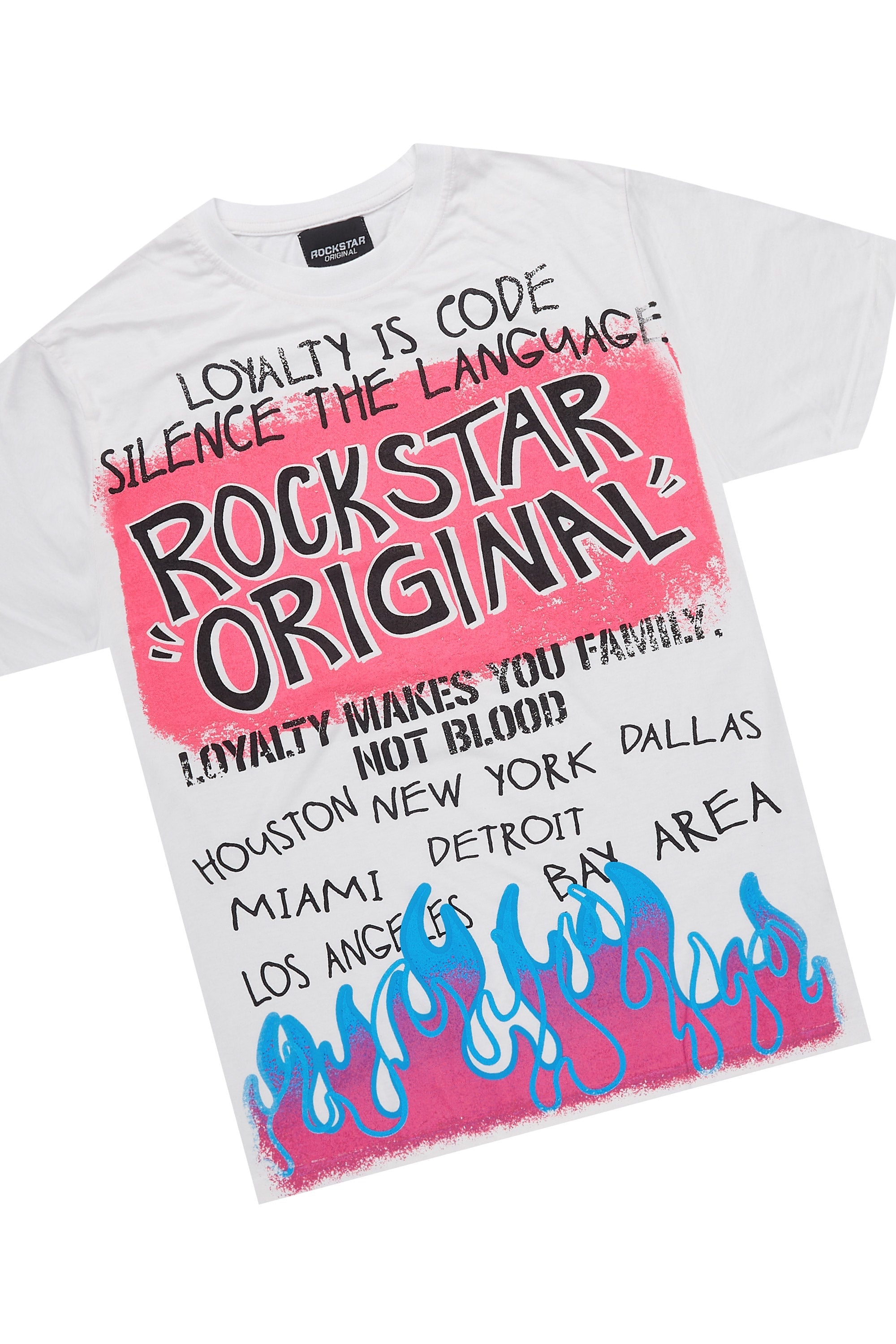 Beno White/Pink T-Shirt/Raw Edge Short Set