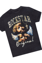 Boys Deiter Black/Beige T-Shirt/Stacked Flare Jean Set