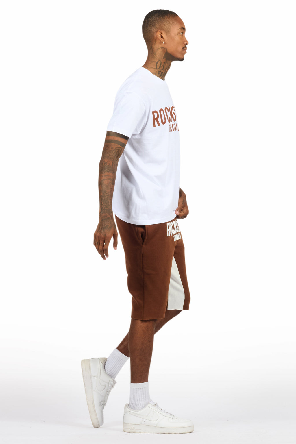 Sana White/Brown T-Shirt Short Set