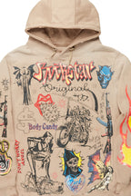 Shoota Beige Distressed Graphic Hoodie