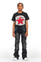 Boys Gentry Dark Grey Stacked Flare Jean