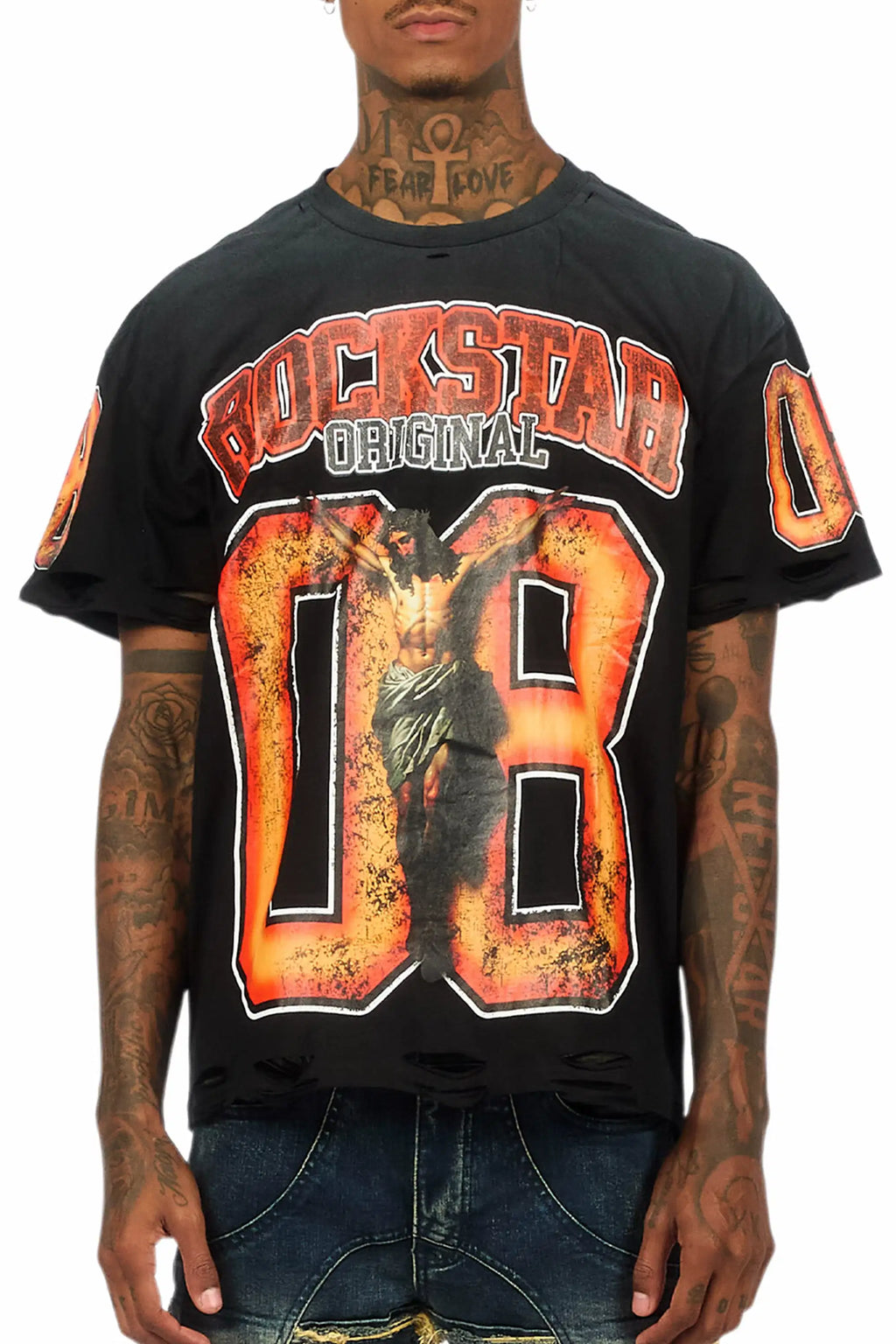 Fields Black/Orange Oversized Graphic T-Shirt