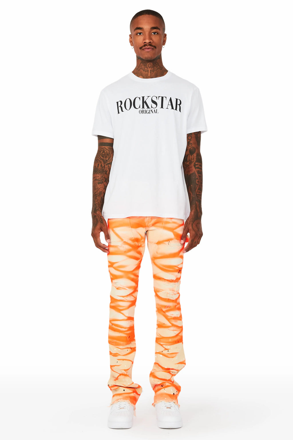 Sirius Beige/Orange Stacked Flare Jean