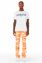 Sirius Beige/Orange Stacked Flare Jean