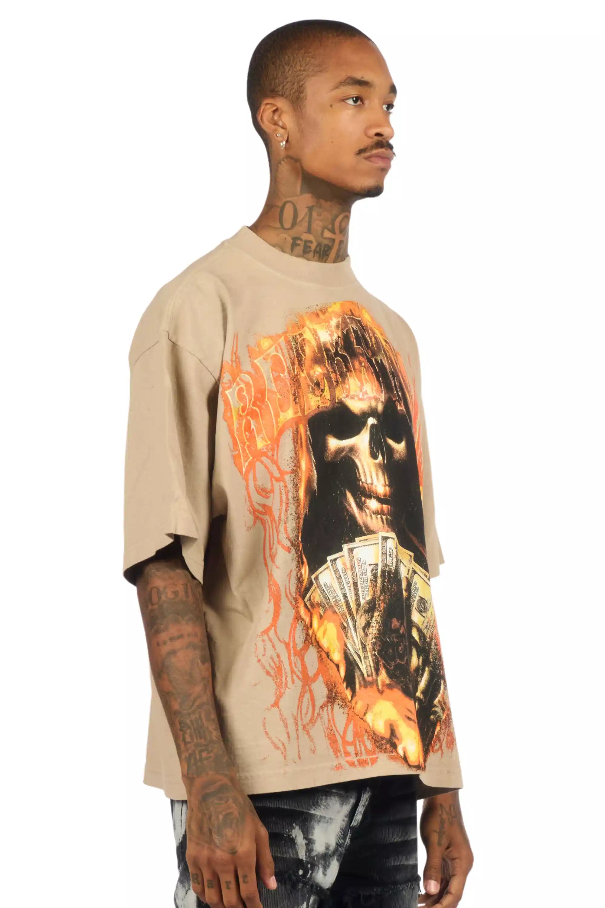 Rome Beige/Multi Oversized Graphic T-Shirt