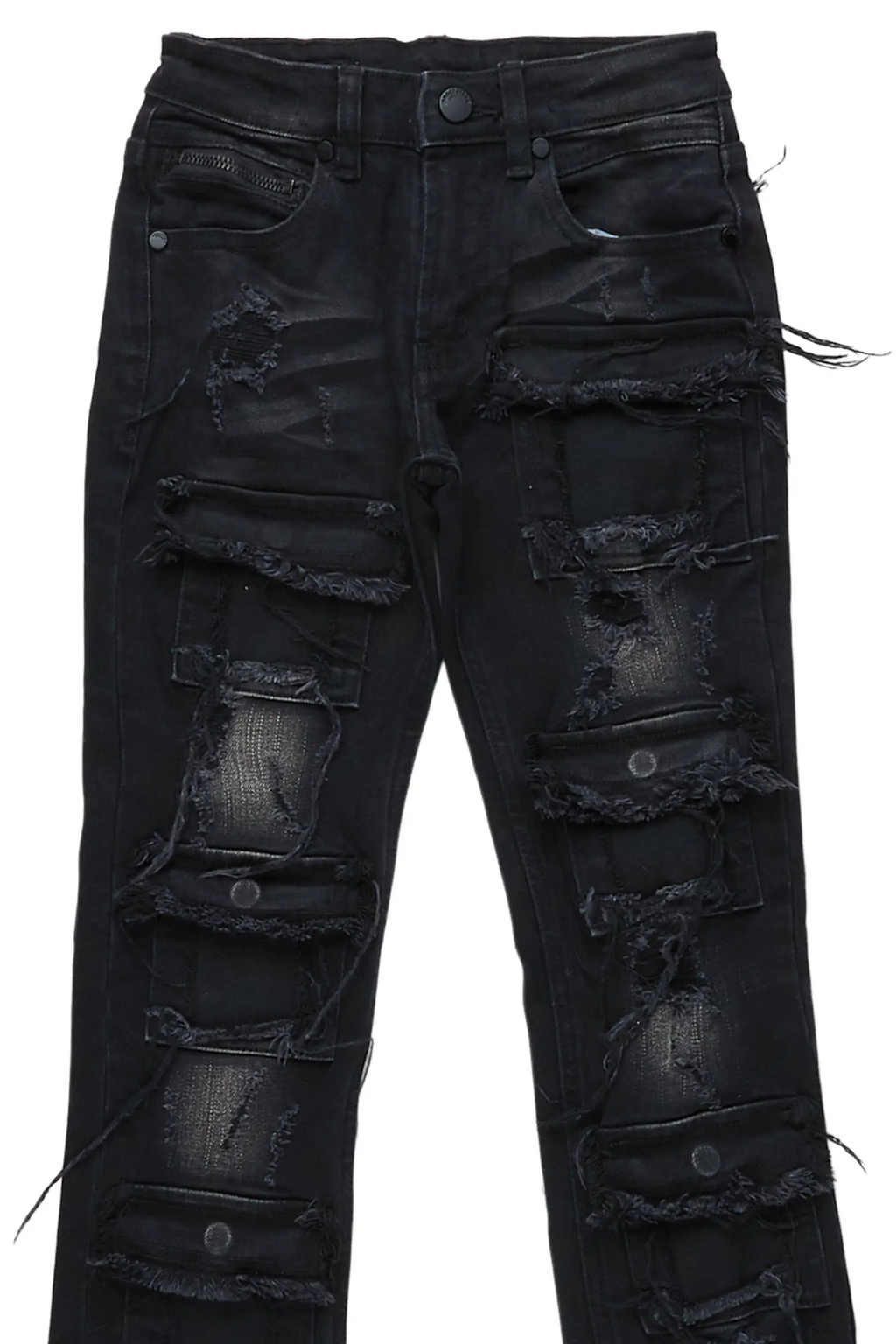 Girls Aalia Black Super Stacked Flare Jean