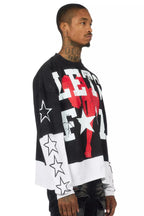 Pacino Vintage Black/White Boxy Crop Double Layer Tee