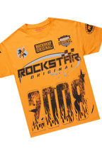 Amos Orange T-Shirt/Dag Blue Stacked Flare Jean Set