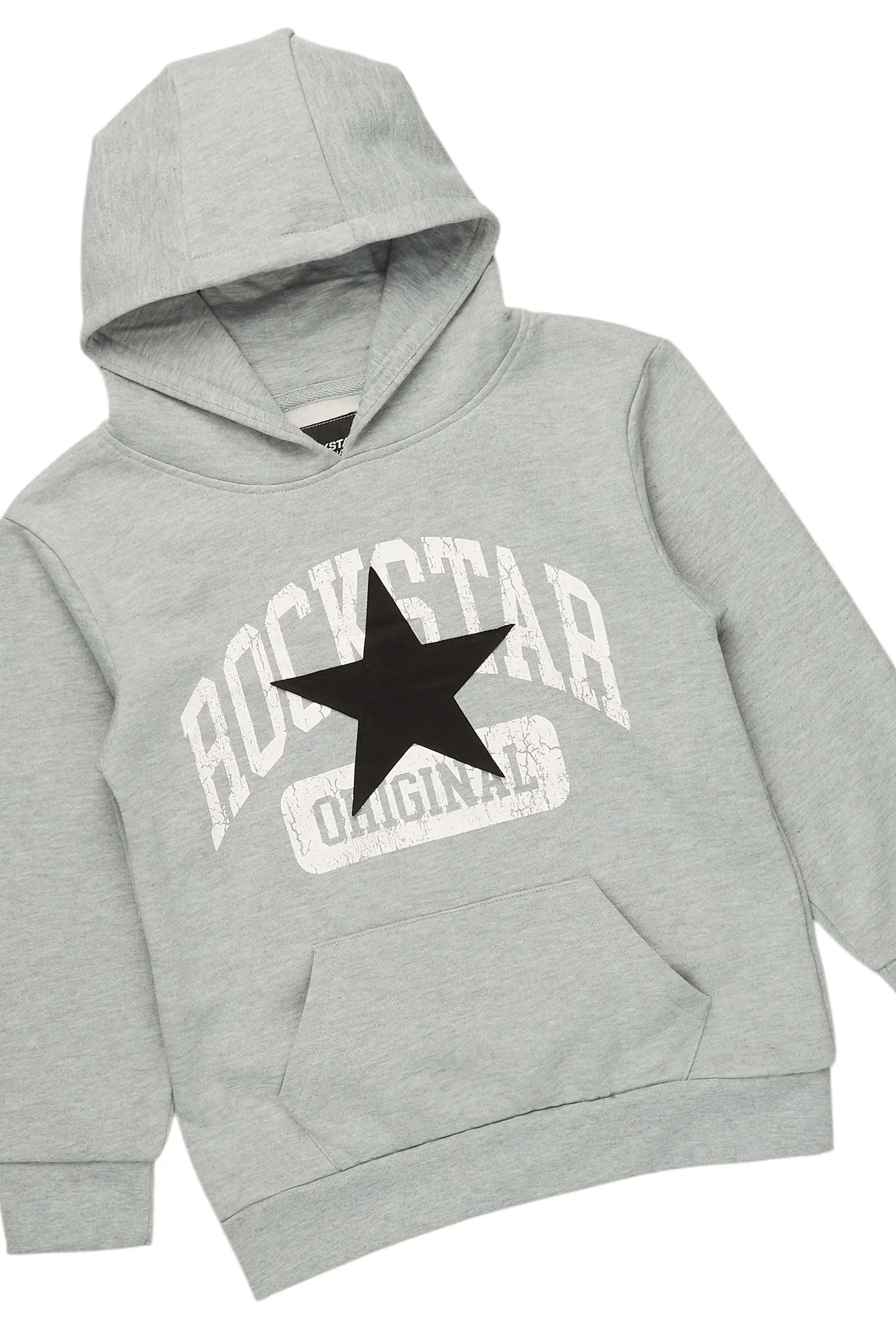 Girls Mallora Heather Grey Baggy Stacked Hoodie Track Set