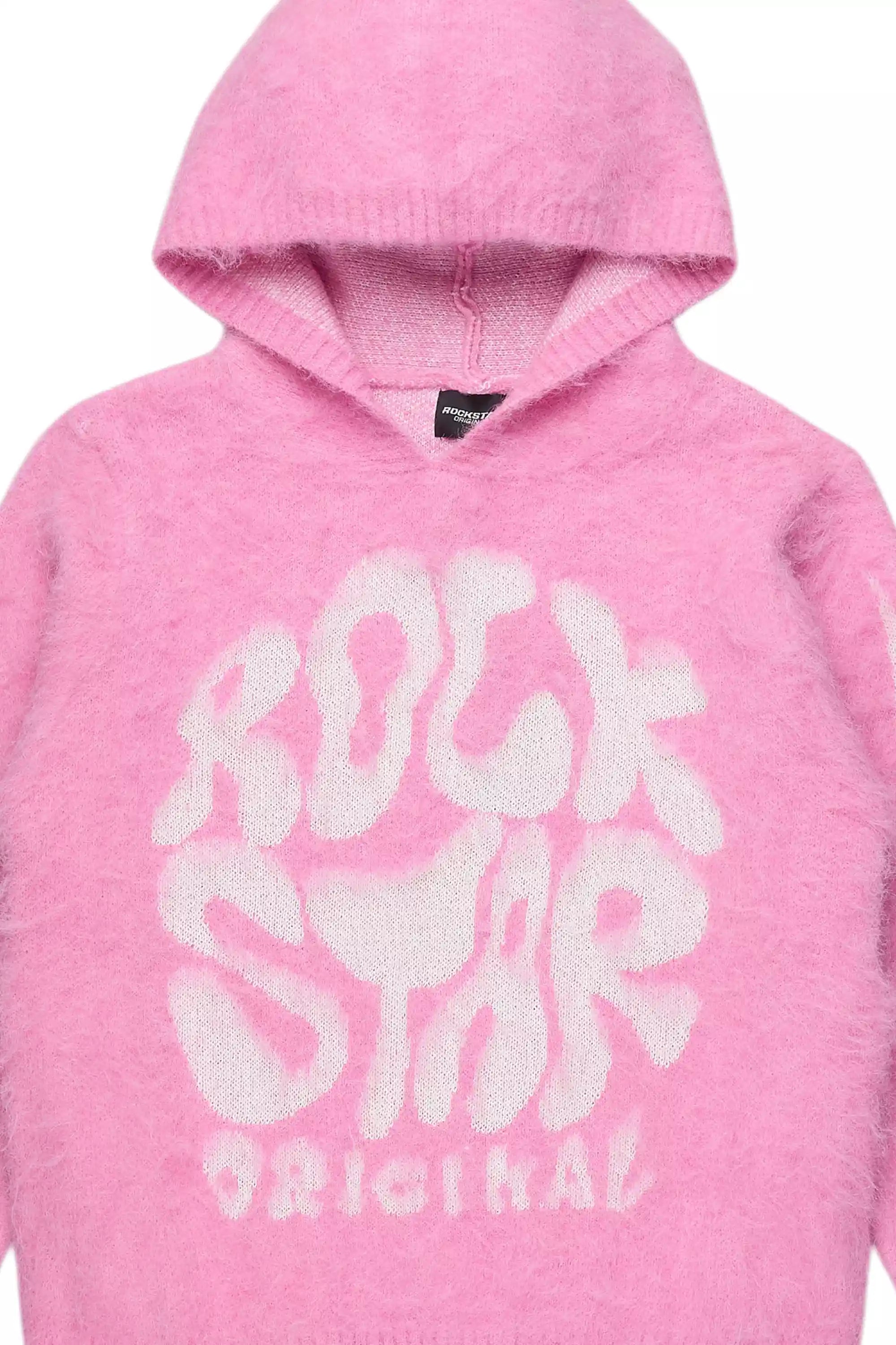 Akeya Pink Graphic Knit Hoodie