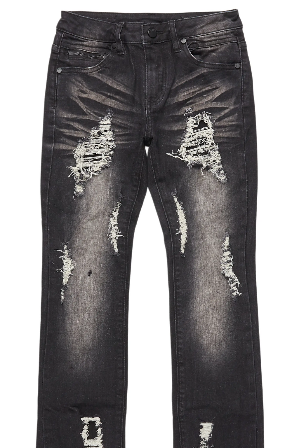 Boys Fateh Dark Grey Stacked Flare Jean