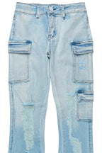 Girls Vixen Light Wash Distressed Stacked Jean