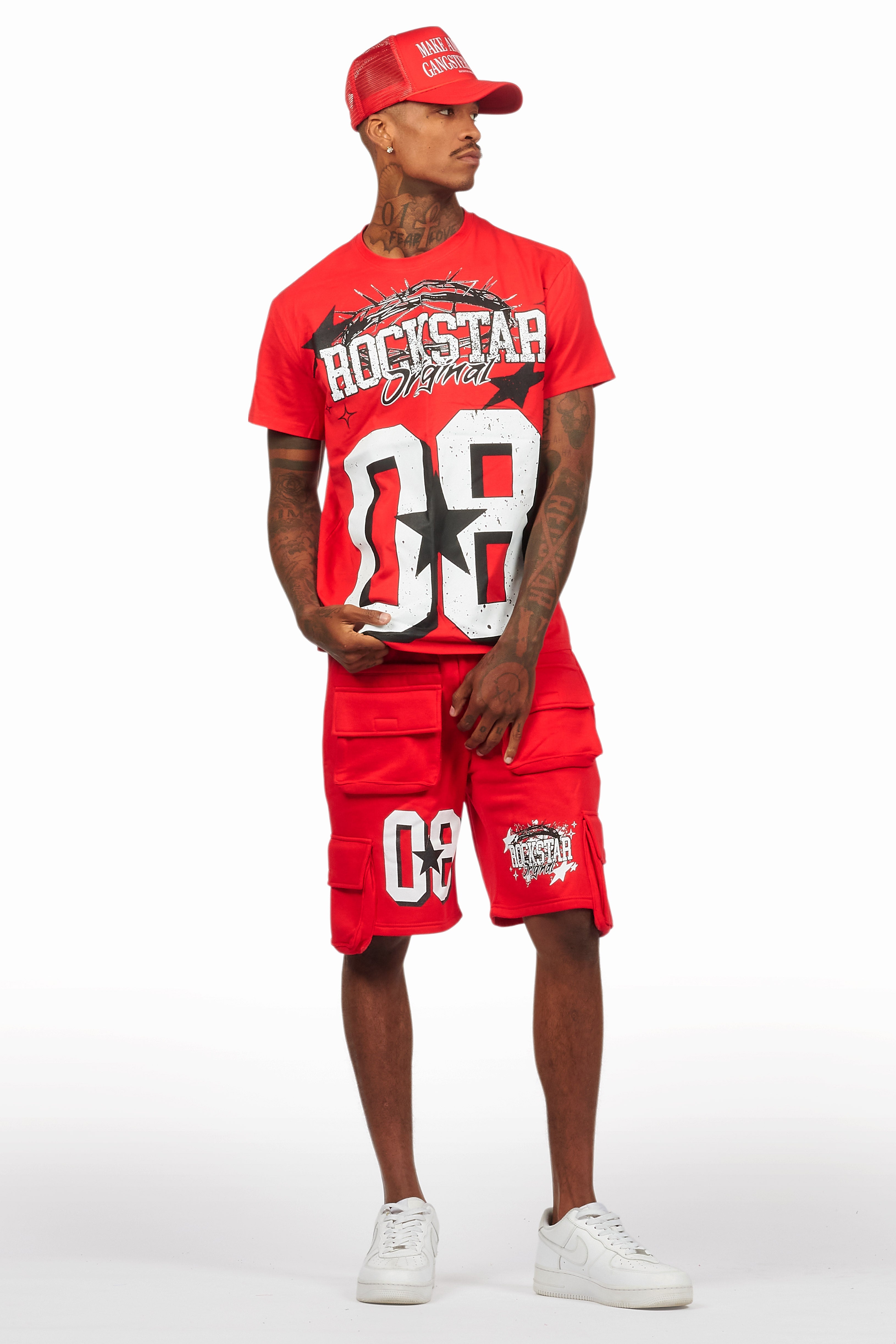 AllStar Red/White T-Shirt Cargo Short Set