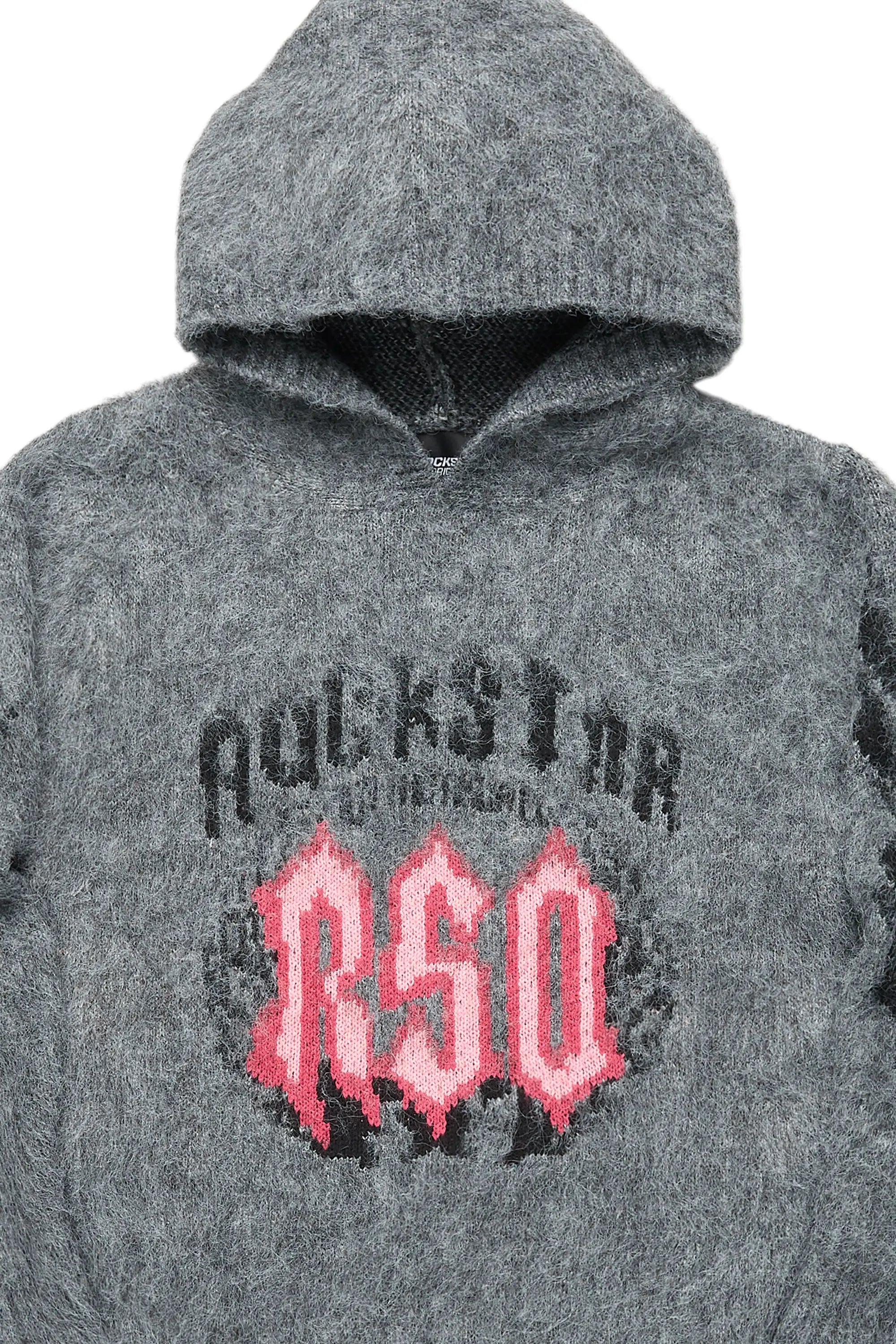 Boys Kanan Light Grey Graphic Knitted Mohair Hoodie
