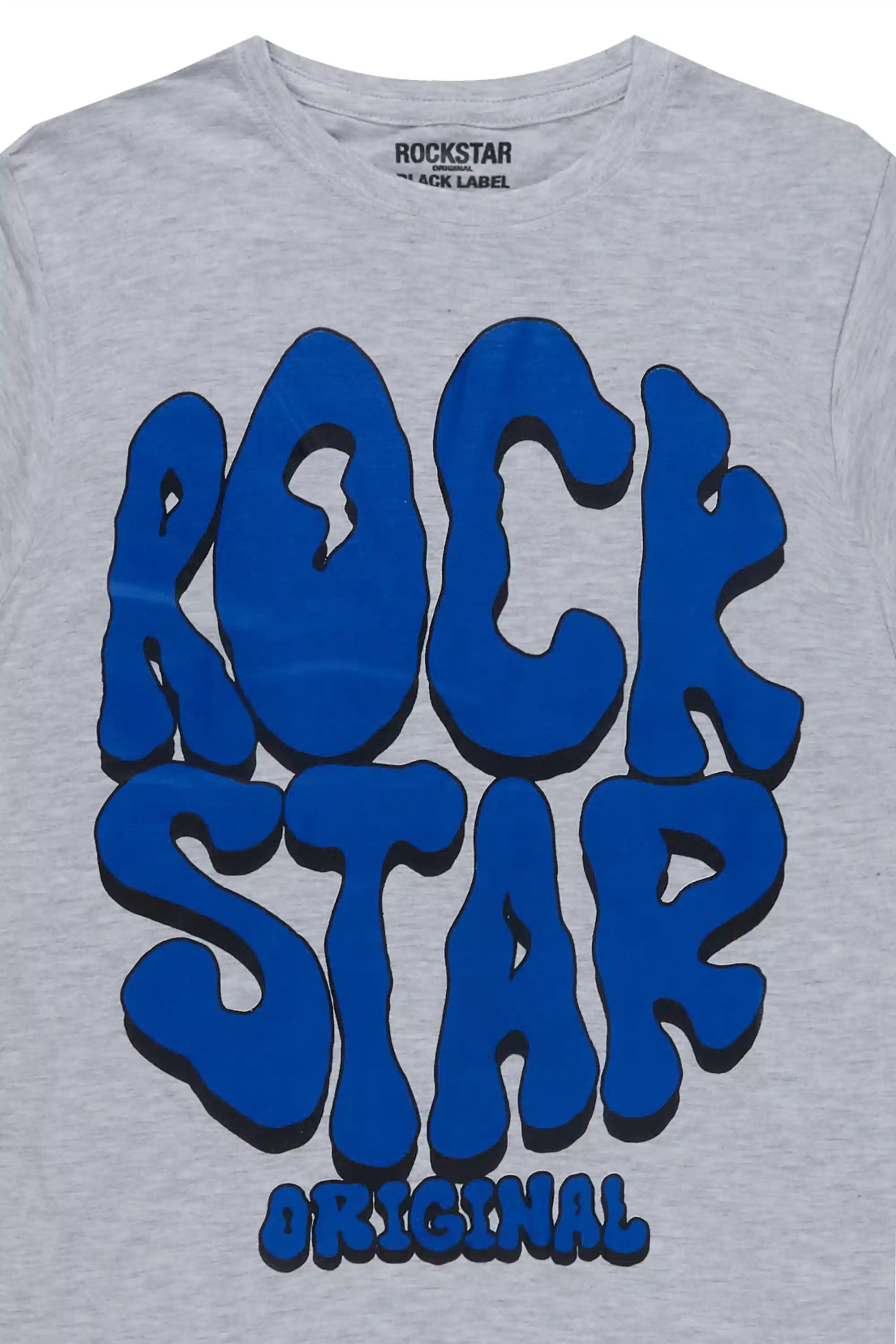 Boys Cass Heather Grey/Royal Blue Graphic T-Shirt