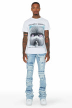 Petrus Blue Super Stacked Flare Jean