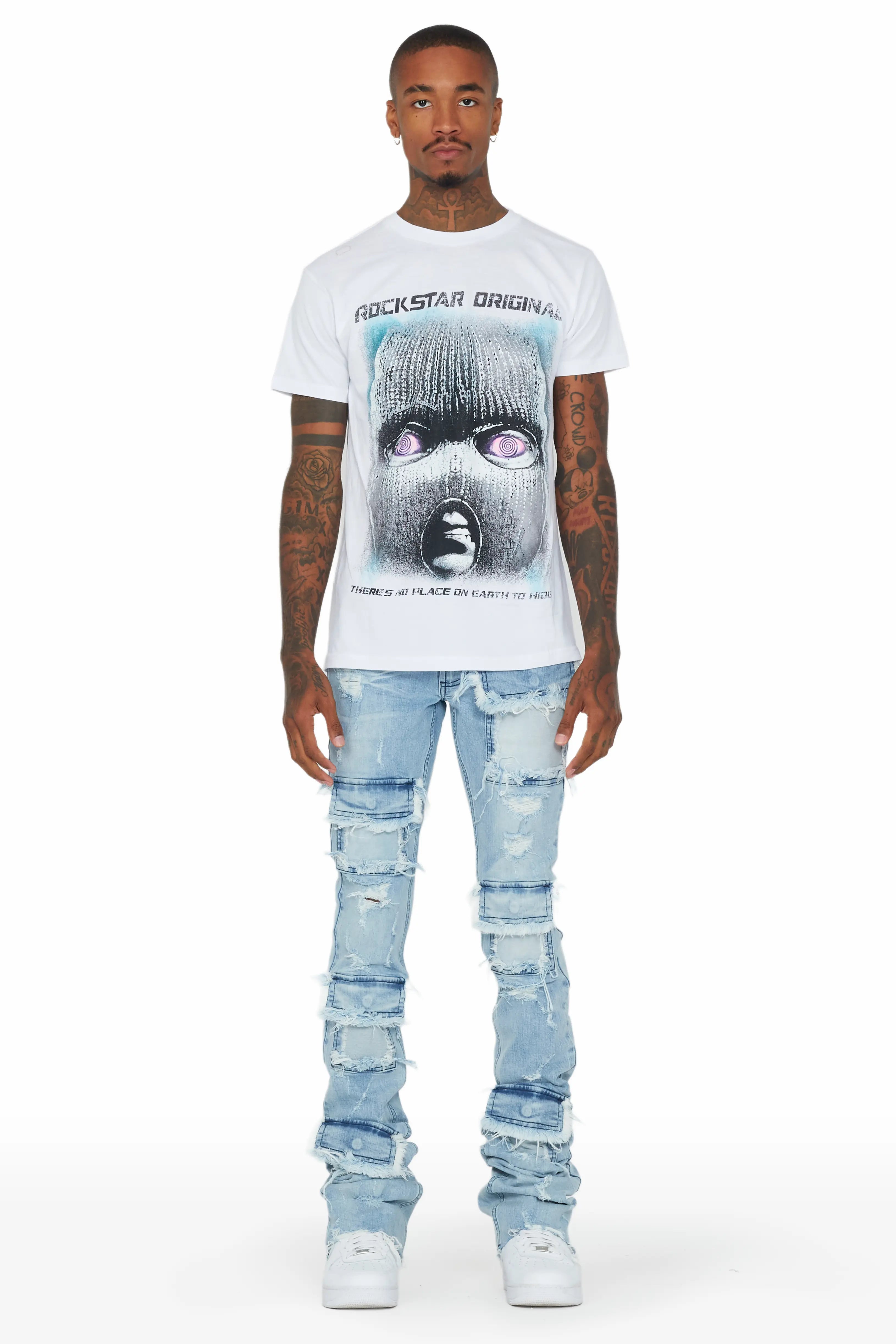 Petrus Blue Super Stacked Flare Jean