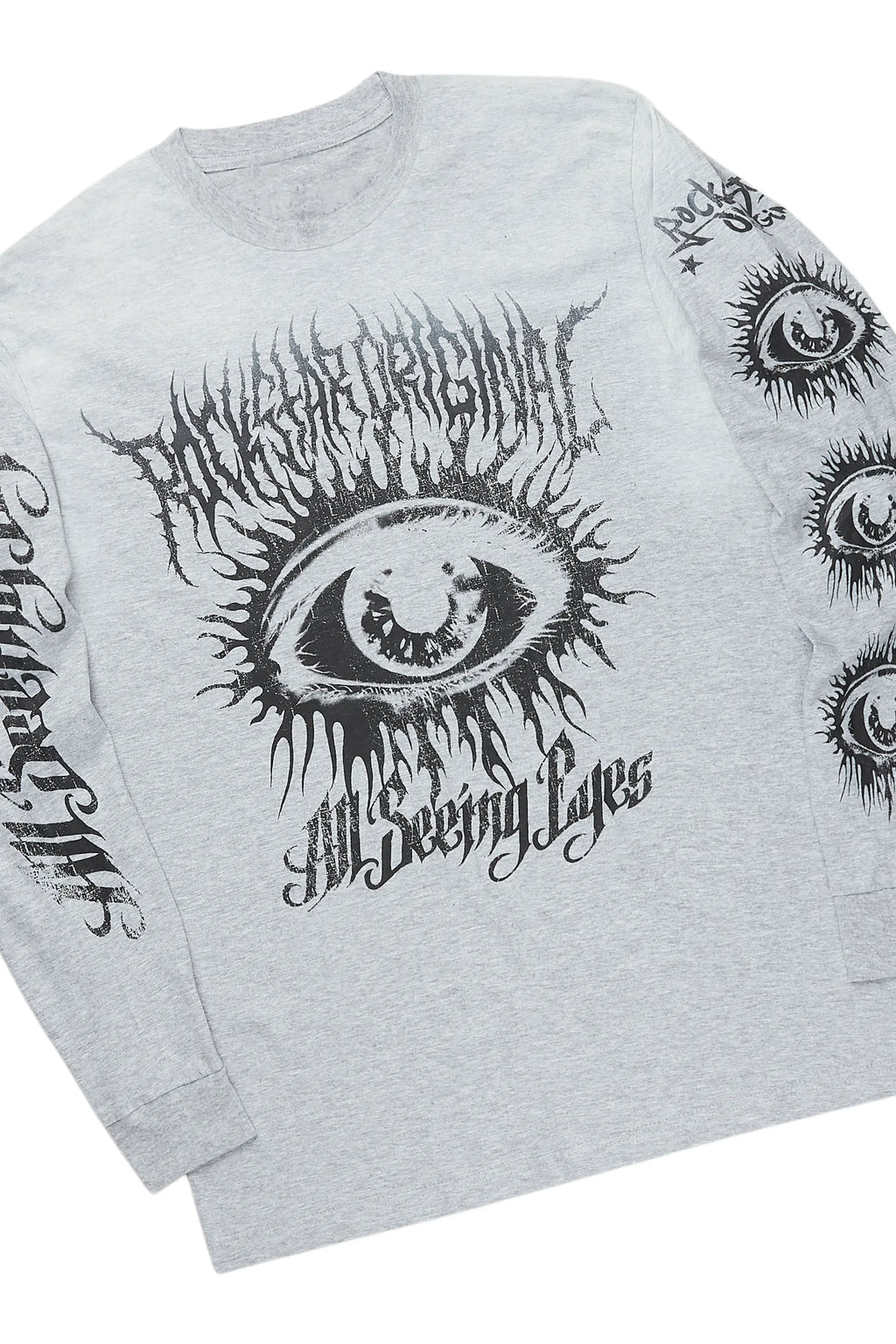 All Seeing Eyes Grey Long Sleeve T-Shirt/Stacked Flare Cargo Jean Bundle