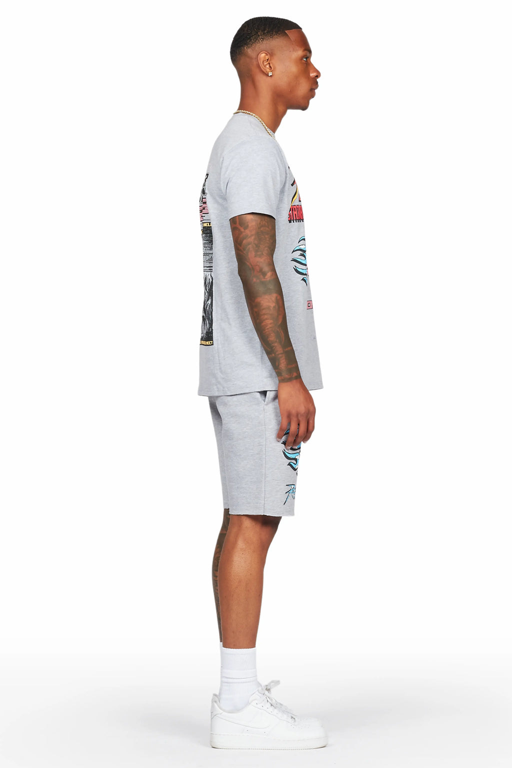 Sky Heather Grey T-Shirt/Short Set
