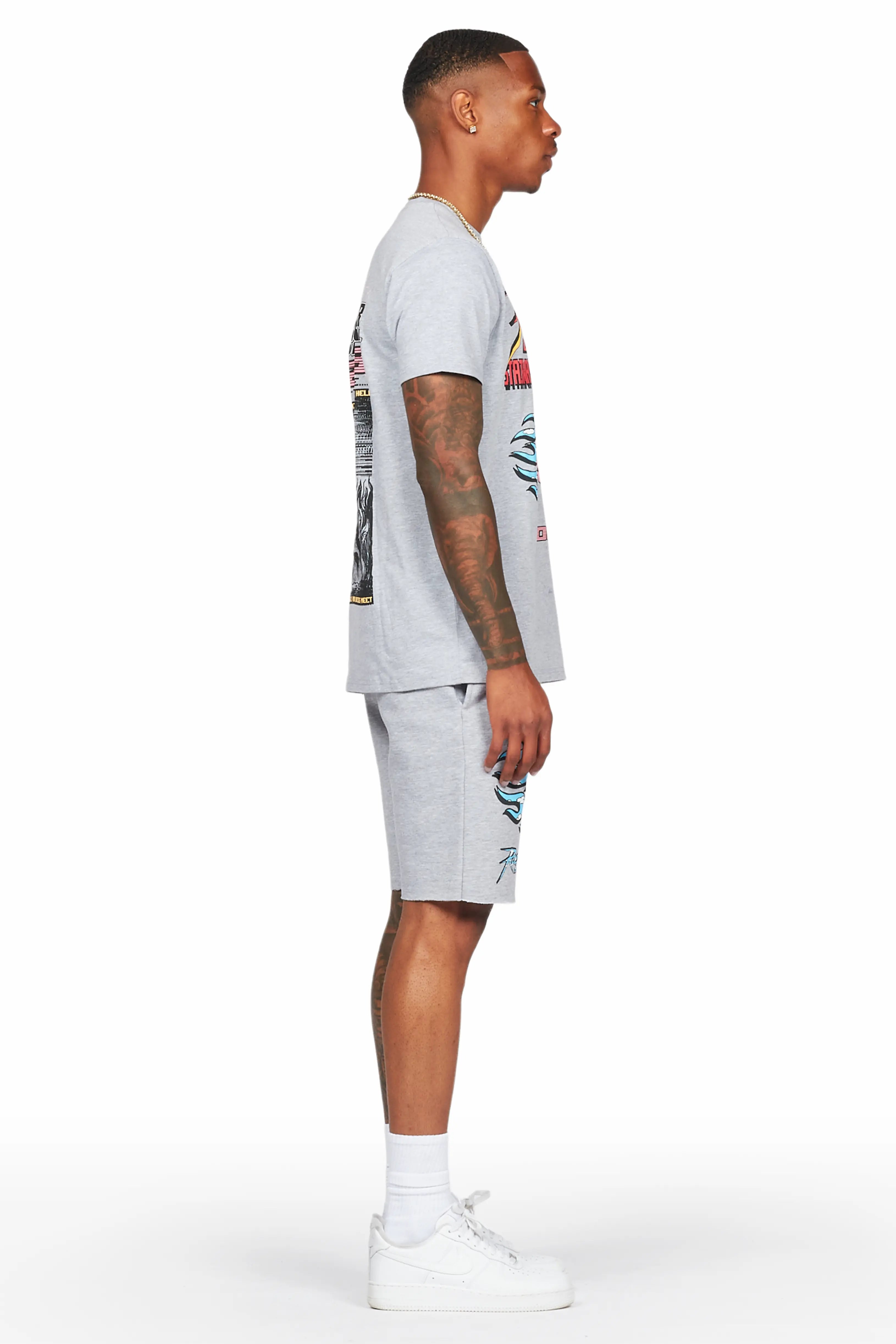 Sky Heather Grey T-Shirt/Short Set