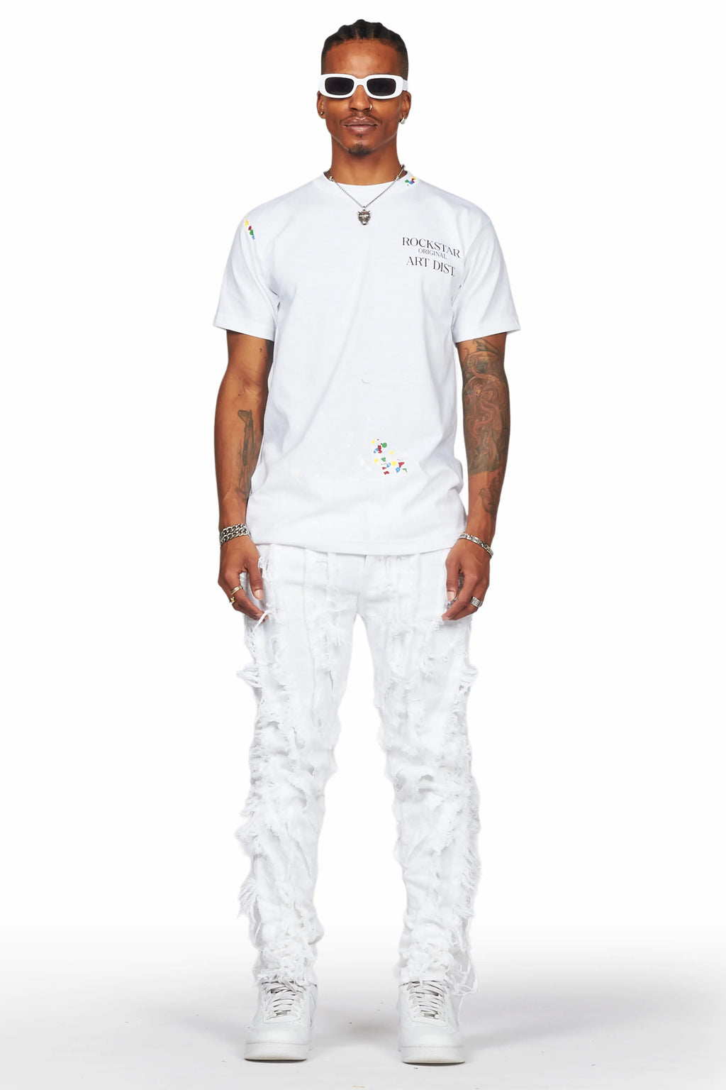 Achilles White Raw Edge Skinny Fit Jean