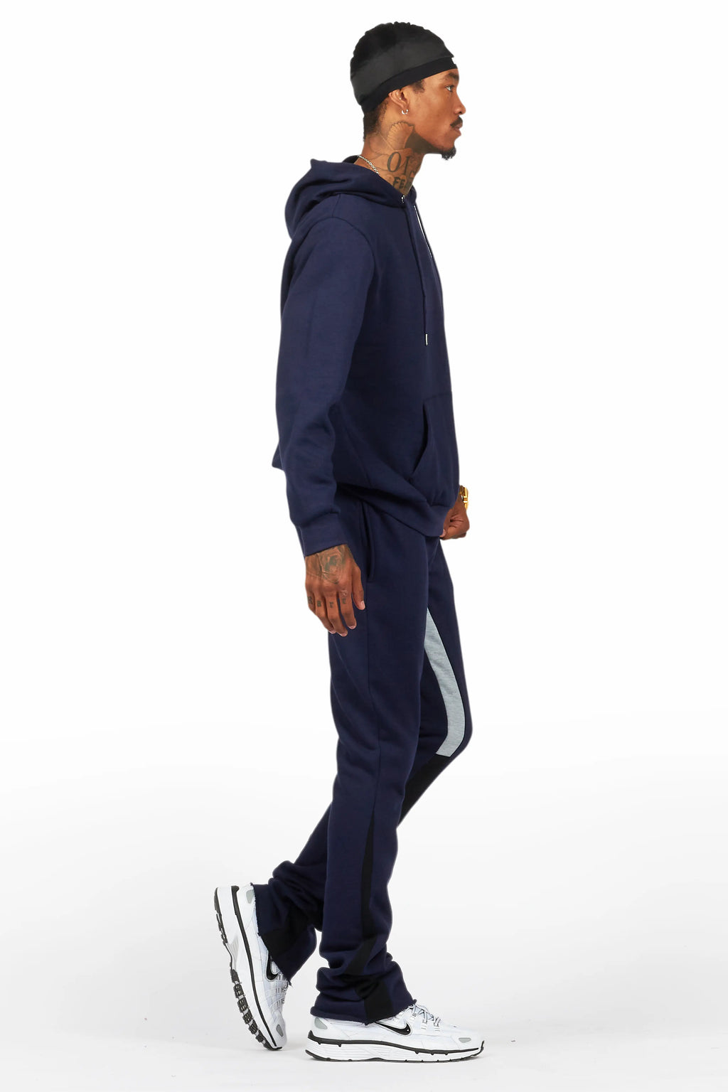 Basic Navy Hoodie/Stacked Flare Track Set