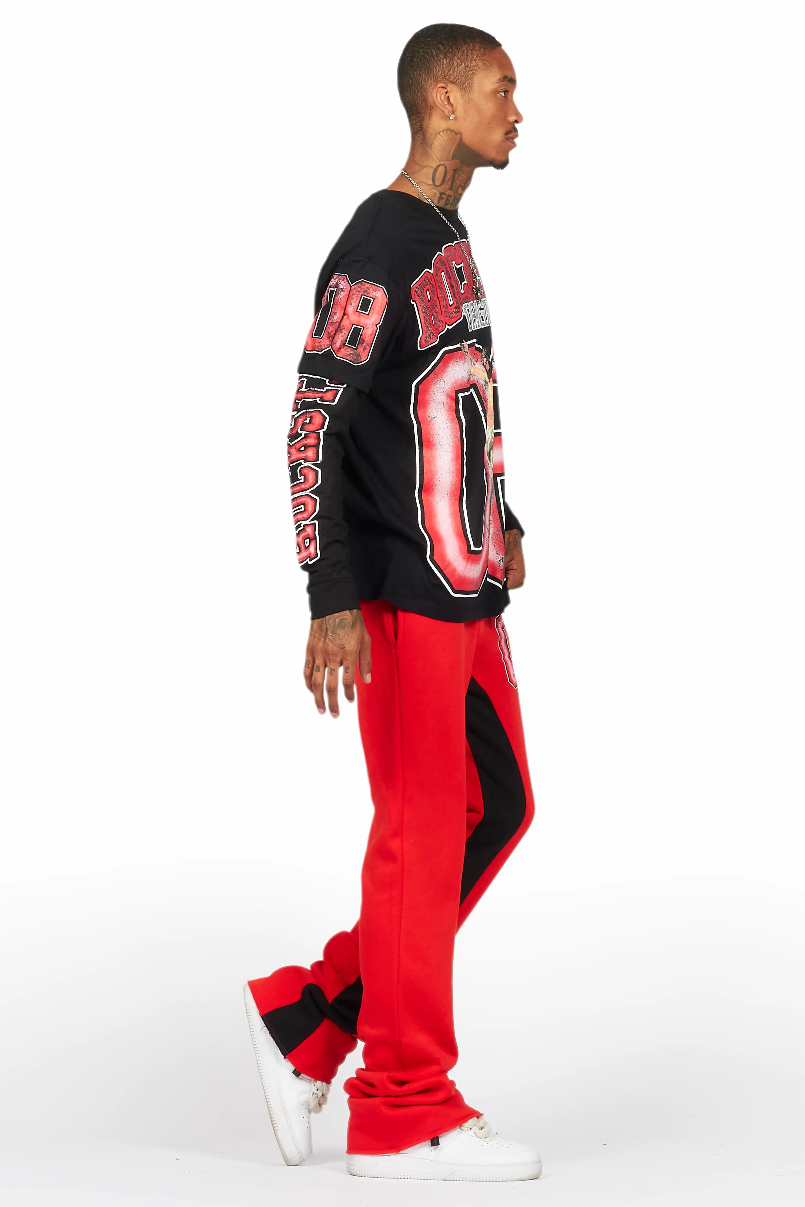 Fields Black/Red Double Layer T-Shirt/Baggy Pant Set